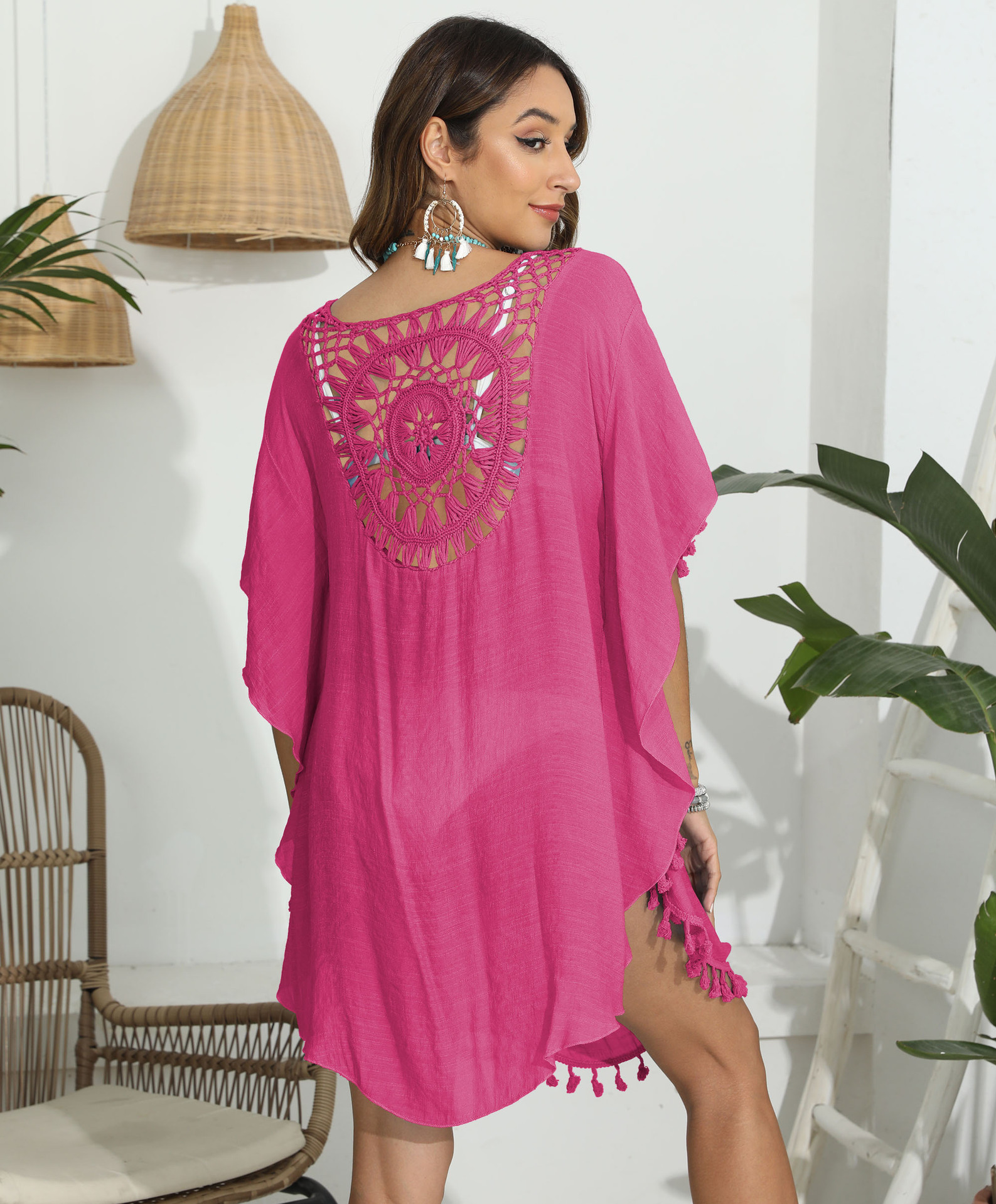 Womens Boho Beach Cover Up Casual Summer Swimsuit Kaftan